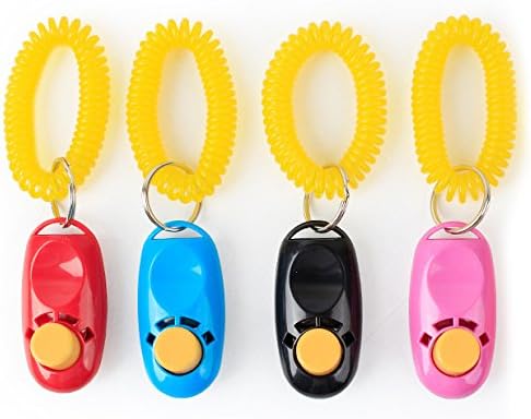 Dog Training Clicker and Guide Pack with Wristband Strap – Pet Puppy Trainer for Obedience with Loud Clicks - FREE NUUNUK Training guide (Colours may vary)