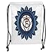 Produktbild Drawstring Backpacks Bags,Chakra Decor,Vintage Power Sign Graphic Sacred Center of Vital Energy Decor,Blue Gold Soft Satin,5 Liter Capacity,Adjustable String Closure,The Stylish Ba