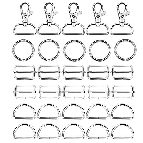 FVCENT Lot de 40 anneaux en forme de D coulissants avec crochet rotatif pour sac à dos