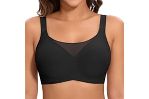 Jiuday BH Damen ohne Bügel Große Brüste Starker Halt Push Up BH ohne Buegel Seamless Bequem Klassische Soft Nahtloser Bügelloser T Shirt Bra Gepolstert Mesh Bralette