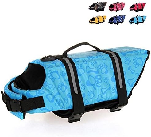 juxinuk 1pc Swimwear Life Jacket Dog Safety Vest Swimsuit Preserver With Reflective Stripes Adjustable Belt Dogs All Size For Safety Swimsuit