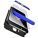 Produktbild Karomenic 360 Grad Hülle + Panzerglas kompatibel mit Samsung Galaxy J4 Plus 2018 Hart PC Schutzhülle 3 in 1 Full Body Rundumschutz Stoßfest Ganzkörper Bumper Handyhülle Hardcase Cover,Blau Schwarz