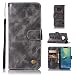 Produktbild 2× Flip Handy Schutzhülle für Huawei Mate20 Pro, Stoßfest Weich PU Leder Damen Herren Karten Magnet Stand Halter Farbdruck Brieftasche Klappetui (Grau+Schwarz)