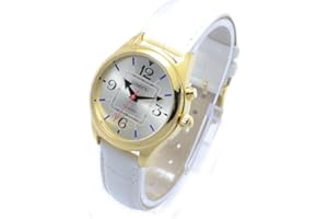 SHMIOU Orologio Parlante Italiano Per Anziani, non Vedenti con Malati di Alzheimer Sonoro Annuncio della Data Cinturino in Pelle Bianca XM-IT-240301