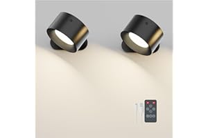 Feallive Wall Light LED Wall lamp with Rechargeable Battery Operated, Touch Control 3 Brightness Levels 3 Color Modes Wall Sconces (Retro Black with Remote, 2)