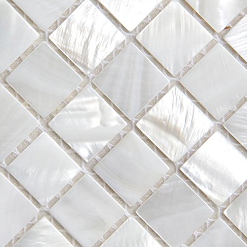 XUAN Madreperla Mosaico River Bed Nature Pearl Shell Mosaico Bianco Puro Quadrato Shell TILES25 * 25 mm