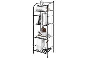 Solerconm Étagère de Rangement, Etagère Industrielle en Métal à 5 Niveaux, Étagère en Échelle Charge Lourde pour Cuisine, Salon, Placard, Bibliothèque, Garage(Noir, 4 étages)