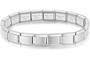 FEYMA Pulsera Metalica Lisa de Acero Inoxidable - Compatible con Eslabones de Banderas Náuticas