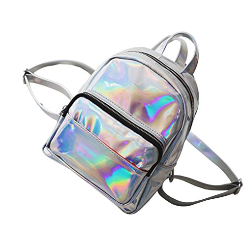 Preisvergleich Produktbild Tinksky Mädchen-Laser-Hologramm-Rucksack beiläufiger Schultasche Minihologramm-Schule-Beutel Schulter-Beutel für Spielraum (Silber)