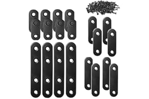 WYSUMMER Black Flat Brace, 20Pcs Metal Mending Brackets Straight Corner Braces With 48Pcs Screws (Black Kit)