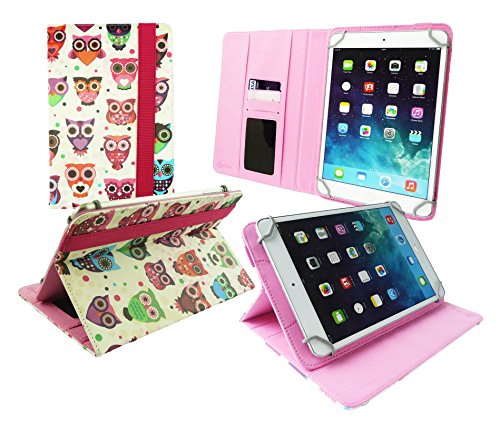 Emartbuy® Dragon Touch Y88X 7 Zoll Tablet PC Quad Core Universalbereich Multi-ColouRot Owls Multi Winkel Folio Executive Case Cover Wallet Hülle Schutzhülle mit Kartensteckplätze + Hot Rosa Eingabestift - 2