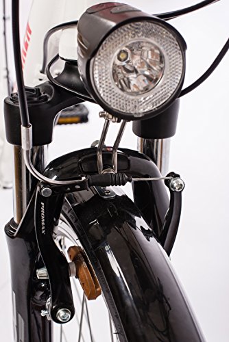 Telefunken E-Bike Damen, Elektrofahrrad 250W und 10Ah, 36V Lithium-Ionen-Akku, Shimano Nabenschaltung – Pedelec Citybike leicht, Alu in Weiß, 7 Gang, Reifengröße: 28 Zoll - 6