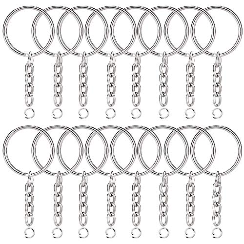 Anilla de llavero metal anillas llaveros anillo de llavero con cadena para artesanías 100 piezas plata