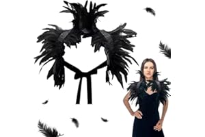 TAUFE Cuello de Plumas Negras,Karneval Chal de Plumas góticas,Chal de Plumas Negras,Gótico Mantón de las Pluma Shrug,Capa de Plumas Góticas,Capa de plumas negra,para Karneval,Gothic Kleiderparty