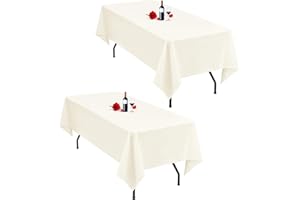 Lumaycens 2 Pack Ivory Tablecloth 60x102Inch Table Cloths Rectangle Ivory Table Cloth For 6 Foot Table Washable Polyester Farbic Tablecloths Rectangular for Wedding Party Banquet