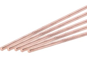 sourcing map 5 Pack Pure Copper Round Rod 2mm/0.08 Inch Diameter 250mm/10 Inch Length Solid Copper Rod Lathe Bar Stock for DIY Metal Craft Metal Working Hobbies