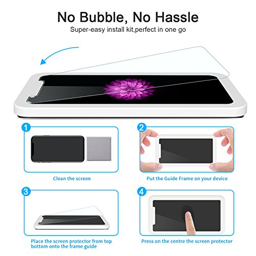 OMOTON  2 Unidades  iPhone X Protector de Pantalla  5 8 Pulgadas  2 5D Borde Dureza 9H Anti - Huellas Anti - Burbujas Kit de Instalaci  n Incluida