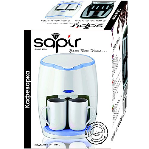 SAPIR SP-1170-L Elektrische Kaffeemaschine mit 2 Porzellan-Tassen, 450 W, weiß / blau - 3