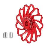 Capacidad total: 13T FLAMEER Bicicleta Cerámica Rodamiento Jockey Polea Ruedas 13T Delanteros De Aluminio - Rojo