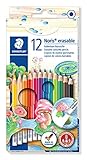 Lápices de colores variados de diseño hexagonal, óptimos para colorear y dibujar, con goma de borrar incorporada.