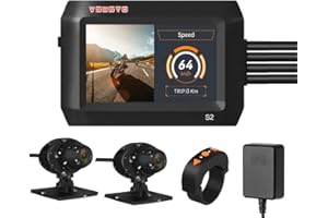 VSYSTO Moto tachygraphe Double 1080p caméra Avant et arrière avec 140 ° Grand Angle 3 Pouces IPS écran WiFi GPS Plein Corps étanche Vision Nocturne Parc Moniteur