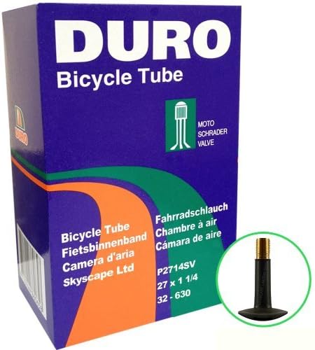 DURO Branded Cycle Inner Tube - 27" x 1 1/4 - For Road/Mountain Bikes - (Schrader Valve)