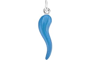 Gold Gala Colgante Cuerno de la Suerte de Plata 925 Rodiada, Colgante de Cuerno Napolitano para Collares y Pulseras