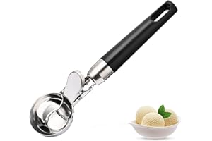 CRSUSUKJ Cucchiaio da Gelato, Paletta per Gelato in Acciaio Inox,Cucchiaio per Gelato Con Il Grilletto,per la casa e i professionisti,Palle di Gelato perfette.