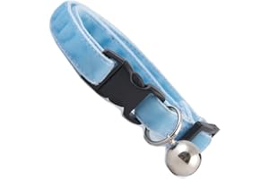 COOL CAT COLLARS Baby Blue Double Velvet Soft Cat Collar. Beautiful cat safety collars with bell available in a range colours made in the UK from velvet ribon, purrfect for your kitty