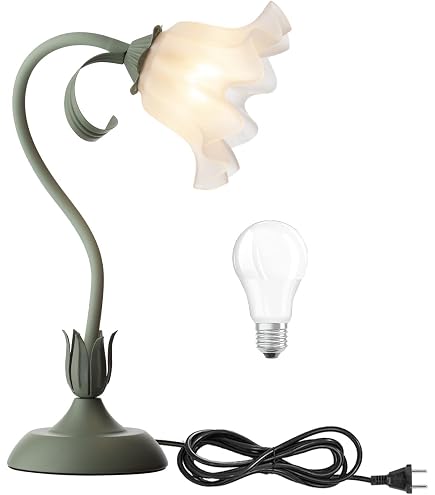 Lampada Da Scrivania Loop Oro LEOLUX - Abat-jour In Vetro Bianco E Struttura Dorata, Con Attacco E14