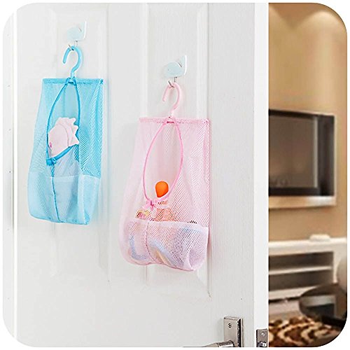 Mesh-hängender Speicher-Beutel-Raum-Retter Organizer mit Haken Küche Bad -Blau - 3