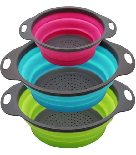 Colourworks Silicone 24cm Collapsible Colander With Grey Nylon Handles | Harts Of Stur