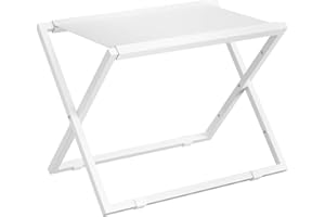 IBUYKE Gepäckträger für alle Koffergrößen, Faltbarer Kofferständer, Metall Gepäckhalter, einfach zu montieren für Schlafzimmer Wohnzimmer Hotel,White TLR001W