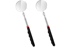 VTYTZZ 2 Pcs Miroir Telescopique,Miroir Mecanique Auto Miroirs D'inspection Réglables,Miroir Telescopique Circulaire Réparation,avec Poignée Allongée,Poignée Noire Antidérapante,pour Réparation Autor