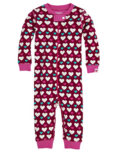 Hatley Baby-Girls Infant Sleepy Romper -Lots of Hearts Pyjama Set, Red, 3-6 Months