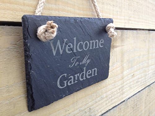 Personalised Hanging Natural Slate House Door Gate Number Signs Plaque Engraved by Scottish Slate Gift (Square 150mm x 150mm)