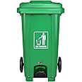 Hi-Care Plastic Garbage Bin 240 Litre with wheel and pedal - Heavy Duty Kitchen DustBin Outdoor Recycle Trash Can Large Industrial Waste bin Trash bin - Green (Center Pedal)