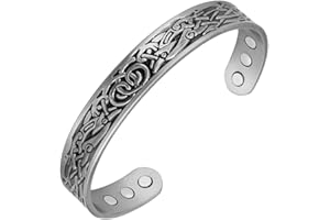 ‎VICMAG Vicmag Kupferarmband mit Magneten für Männer Ultra Stärke Kupferarmband Herren 99,99% Kupfer Einstellbare Größe mit Geschenk-Box (Grau)