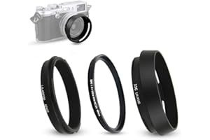 KIWIFOTOS Parasol y Anillo Adaptador y Filtro UV Kit para Cámara Fujifilm X100VI X100V X100F X100S X100T X70 Sustituye al Parasol de Objetivo Fuji LH-X100 Anillo Adaptador AR-X100 (Negro)