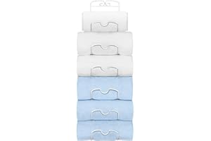 FULEADTURE Towel Rack Wall Mounted, Bathroom Towel Storage with 6 Compartments, Hanging 6 Tier Towel Rail, Metal Bath Practical Towel Holder Racks for Rolled Towel, White