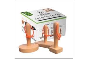 EVANMORE Garden Soil Tamper Set - Wooden Seed & Cell Tray & Round Flower Pot Tampers, Gardening Hand Tools for Greenhouse Potting Shed Allotment 100% Plastic Free & Environmentally Friendly