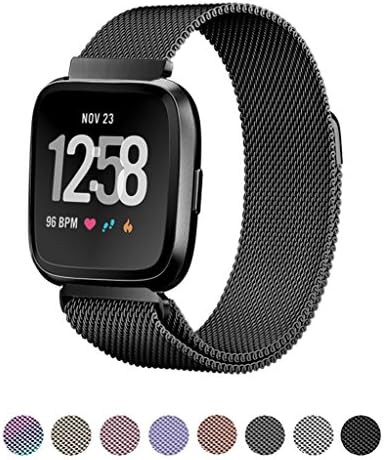 Mliya Strap for Fitbit Versa Straps Milanese Stainless Steel Loop Metal Replacement Accessories Bracelet Strap with Unique Magnet Lock Large Small Silver Black Gold Rose Gold