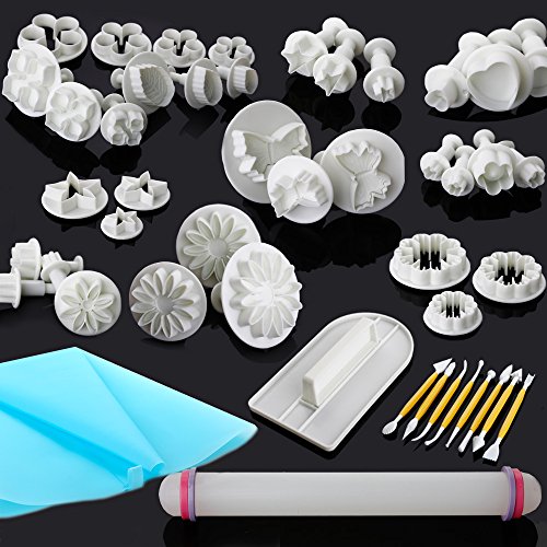 Uten® 45tlg. Ausstecher Ausstechform Stempel Modellierwerkzeug Glätter Fondant Marzipan Tortendeko Kit Set
