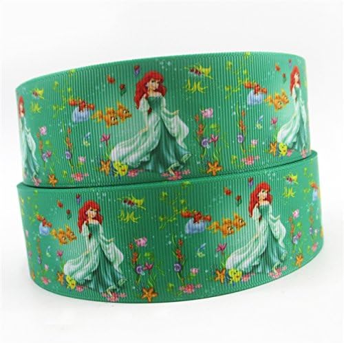 1 METRE Disney Princess Ariel/Cinderella / Aurora Sleeping Beauty Character Cartoon Ribbon 1.5" 38MM (Green Ariel)
