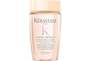 KÉRASTASE Gloss Absolu -Bain Hydra-Glaze -Shampoing Cheveux Ternes - Brillance -Shampoing Hydra-Illuminant - Acide Hyaluronique, Acide Glycolique & Rose Sauvage - Cheveux Longs & Sujets aux Frisottis