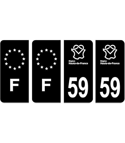 4 Stickers Immatriculation Département 83 Paca - Noir Brillant - Dimensions Officielles 9.8x4.6 Cm