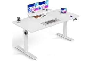 TRIUMPHKEY 160x70cm Escritorio Elevable Eléctrico Standing Desk con Estantes para Monitor Mesa Elevable Escritorio en Altura Estante de Almacenamiento Home Office Tablero de Empalme Blanco