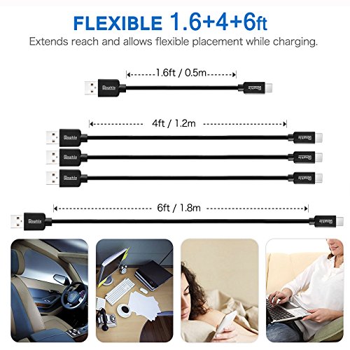 Rophie USB C Kabel [5 Stücke: 0.5M*1+1.2M*3+1.8M*1] USB Typ C Datenkabel Ladekabel für Apple neue MacBook,Nexus 6P/5X, Lumia 950xl/950, OnePlus 2, Nokia N1 Tablet und andere Type C Unterstützte Geräte - 4