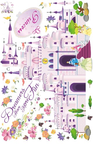 ufengke® Cartoon Prinzessin Schloss Wandsticker,Kinderzimmer Babyzimmer Entfernbare Wandtattoos Wandbilder - 5