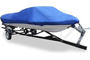 UXCELL sourcing map 210D Trailerable Boat Cover Waterproof Bass Speedboat V-shape Blue